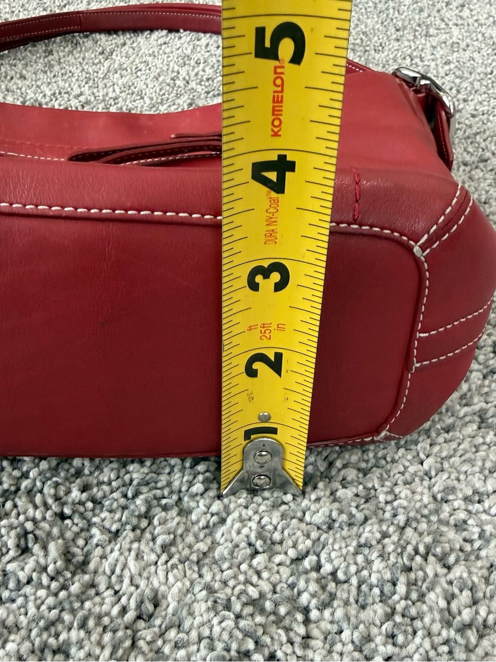 Vintage Coach Red GenuineLeather Y2K Silver Hardware Zip Close Shoulder Bag 1417 - Picture 14 of 15